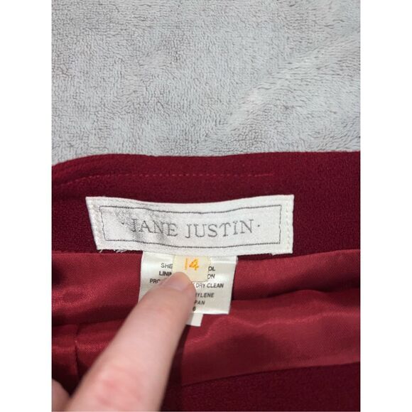 Vintage Deep Wine Red 100% Wool Knee-Midi Skirt 14 - Picture 4 of 7